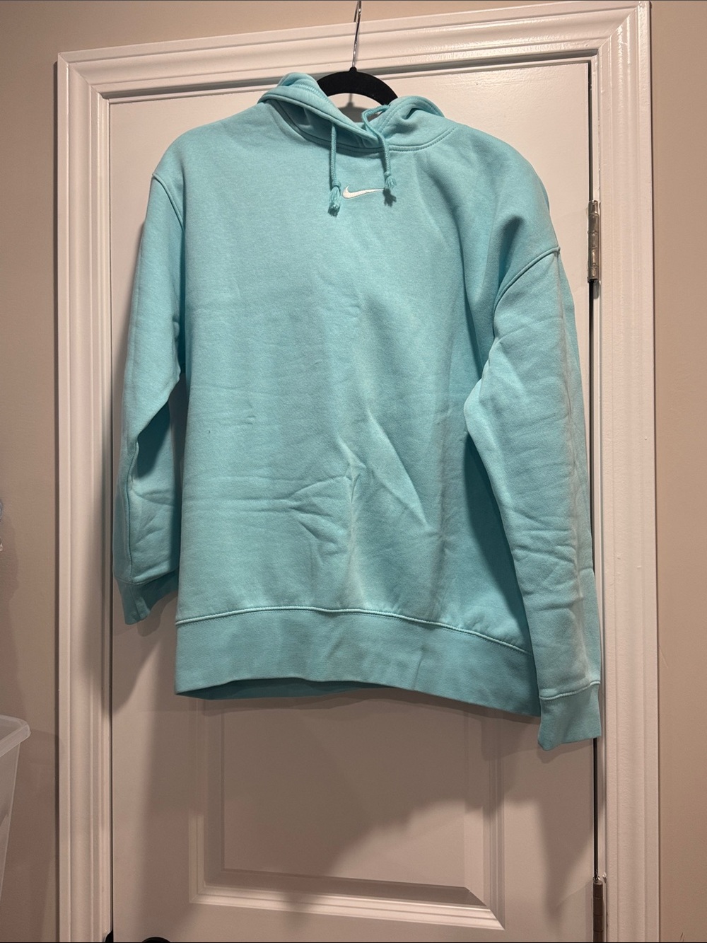 Nike Light Blue Women's Pullover Hoodie with White Swoosh